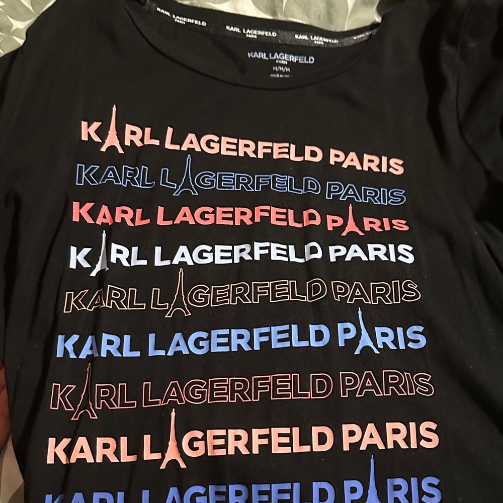 Karl Lagerfeld Kids Black Tee with Multicolor Logo